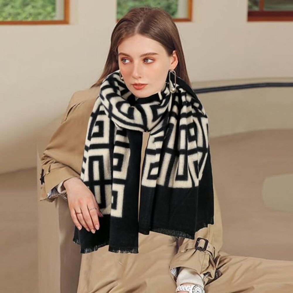Geometry Beige Woman's Scarf